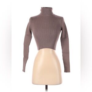 Zara Taupe Ribbed Knit Sweater